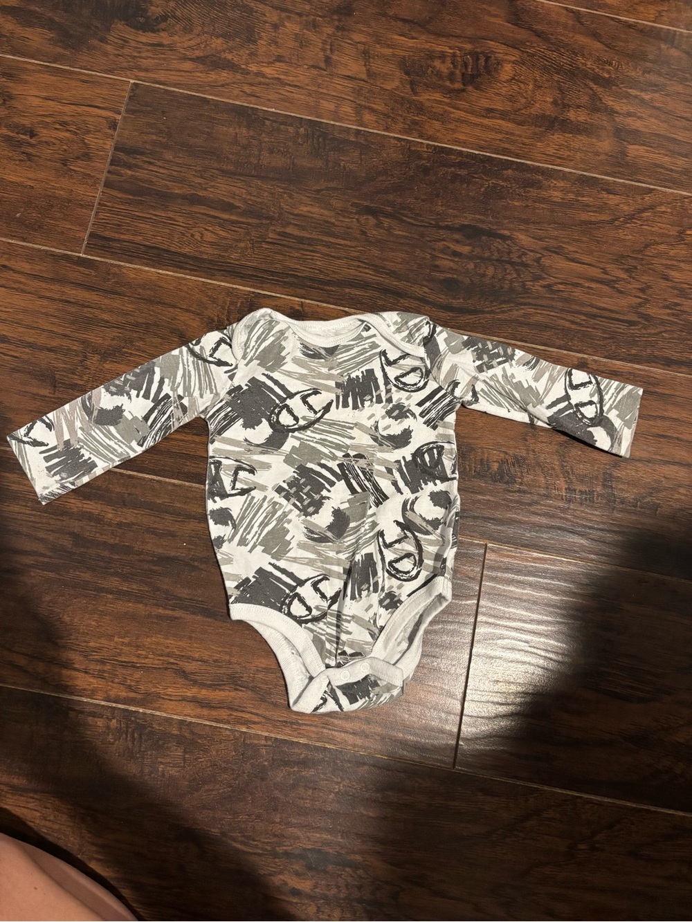 Champion Gray and White Long-Sleeve Graphic Baby One-Piece